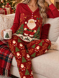 Vintage Santa Christmas Elegance Bamboo Women Pajama Set
