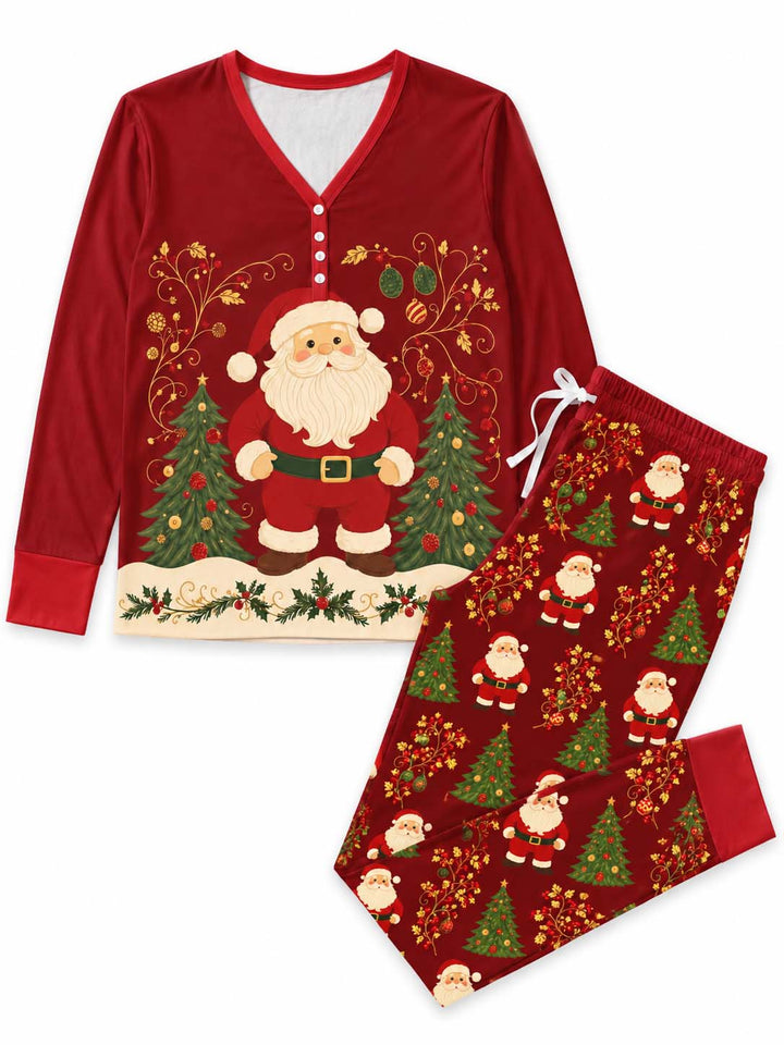 Vintage Santa Christmas Elegance Bamboo Women Pajama Set