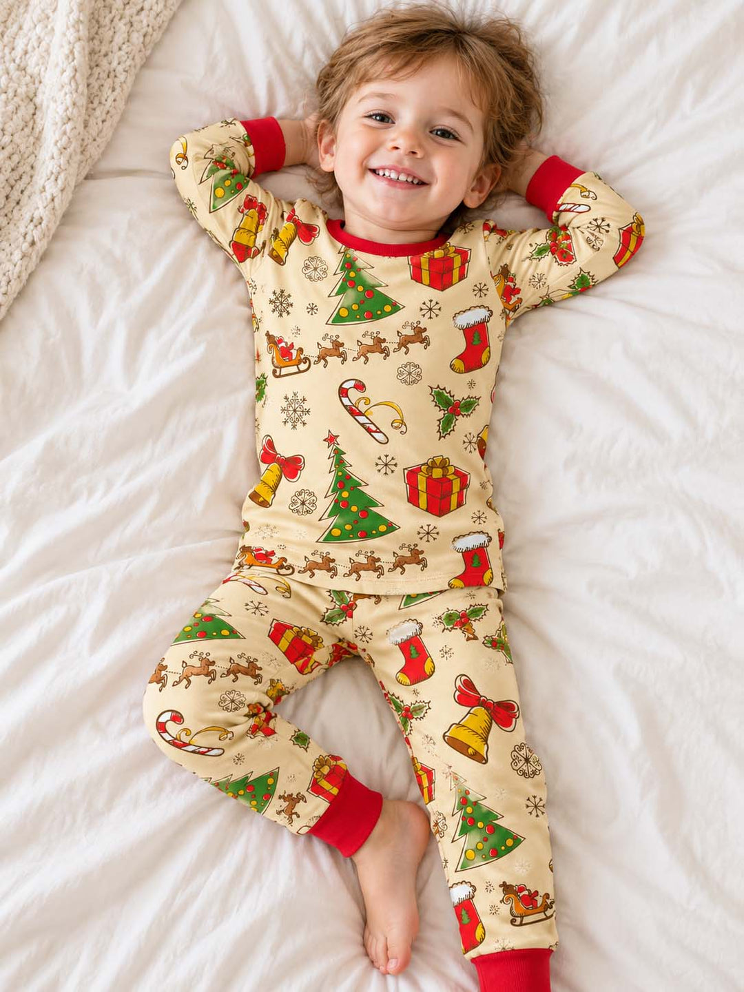 Vintage Christmas Cheer Bamboo Two Piece Long Sleeve Pajama Set