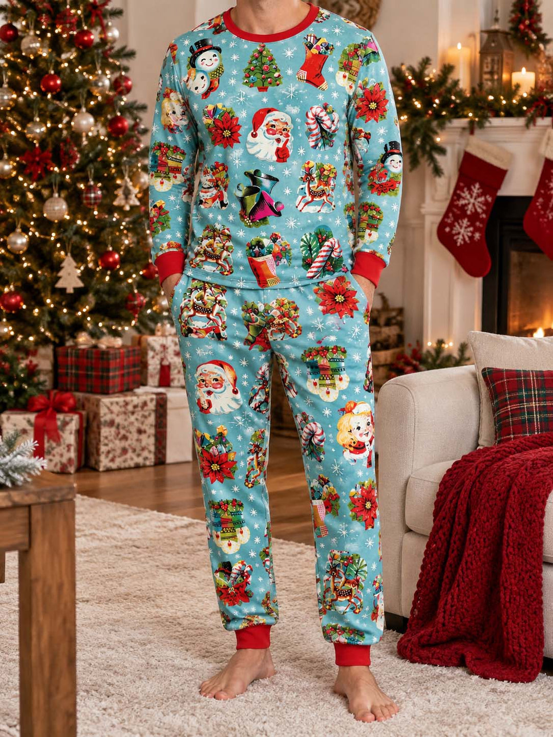 Vintage Christmas Cutouts Bamboo Men's Pajama Set