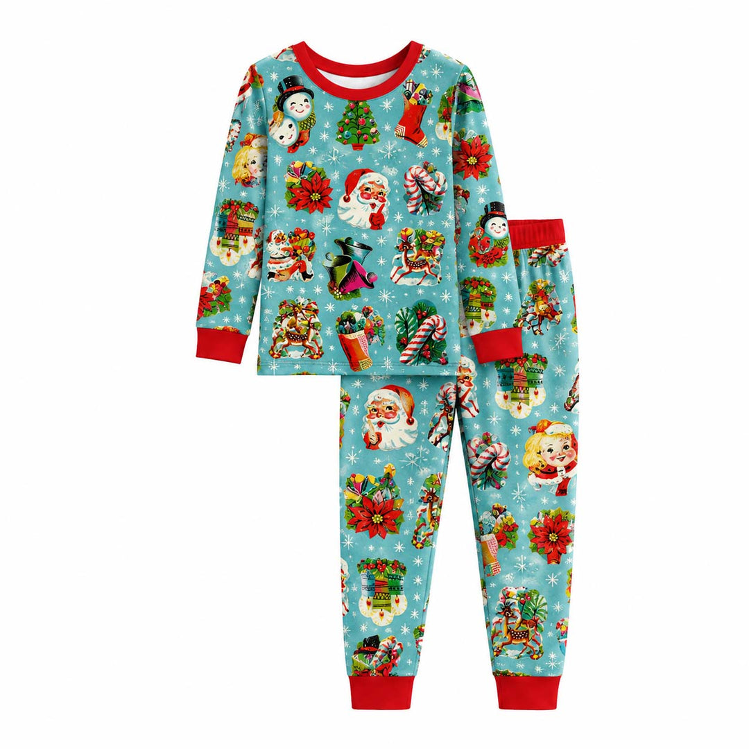 Vintage Christmas Cutouts Bamboo Two Piece Long Sleeve Pajama Set