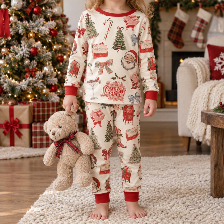 Vintage Christmas Mail Bamboo Two Piece Long Sleeve Pajama Set