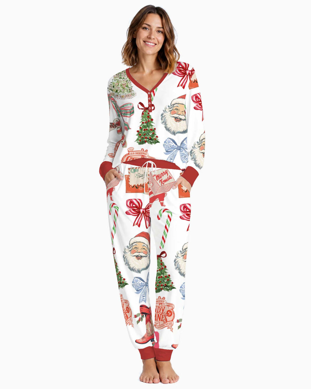 Vintage Christmas Mail Bamboo Women Pajama Set
