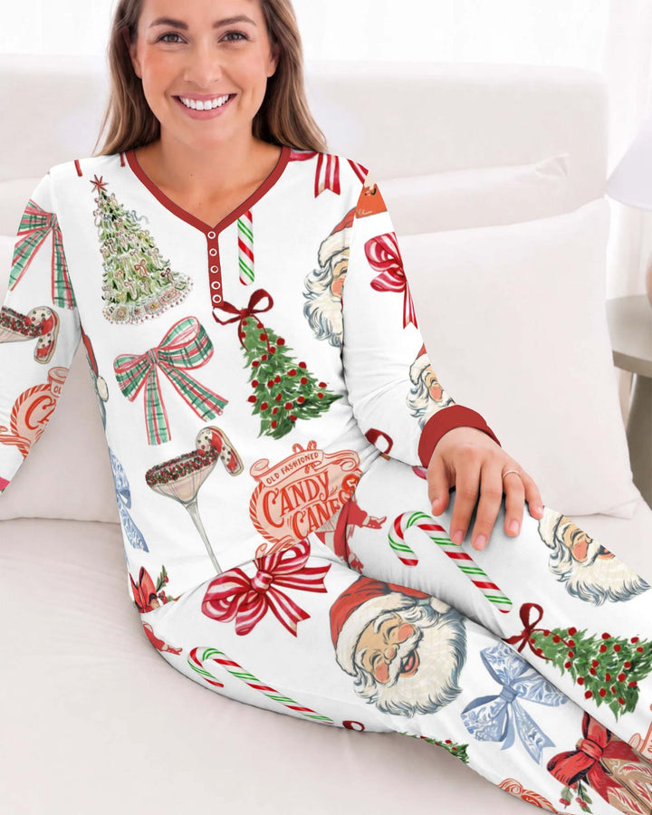 Vintage Christmas Mail Bamboo Women Pajama Set