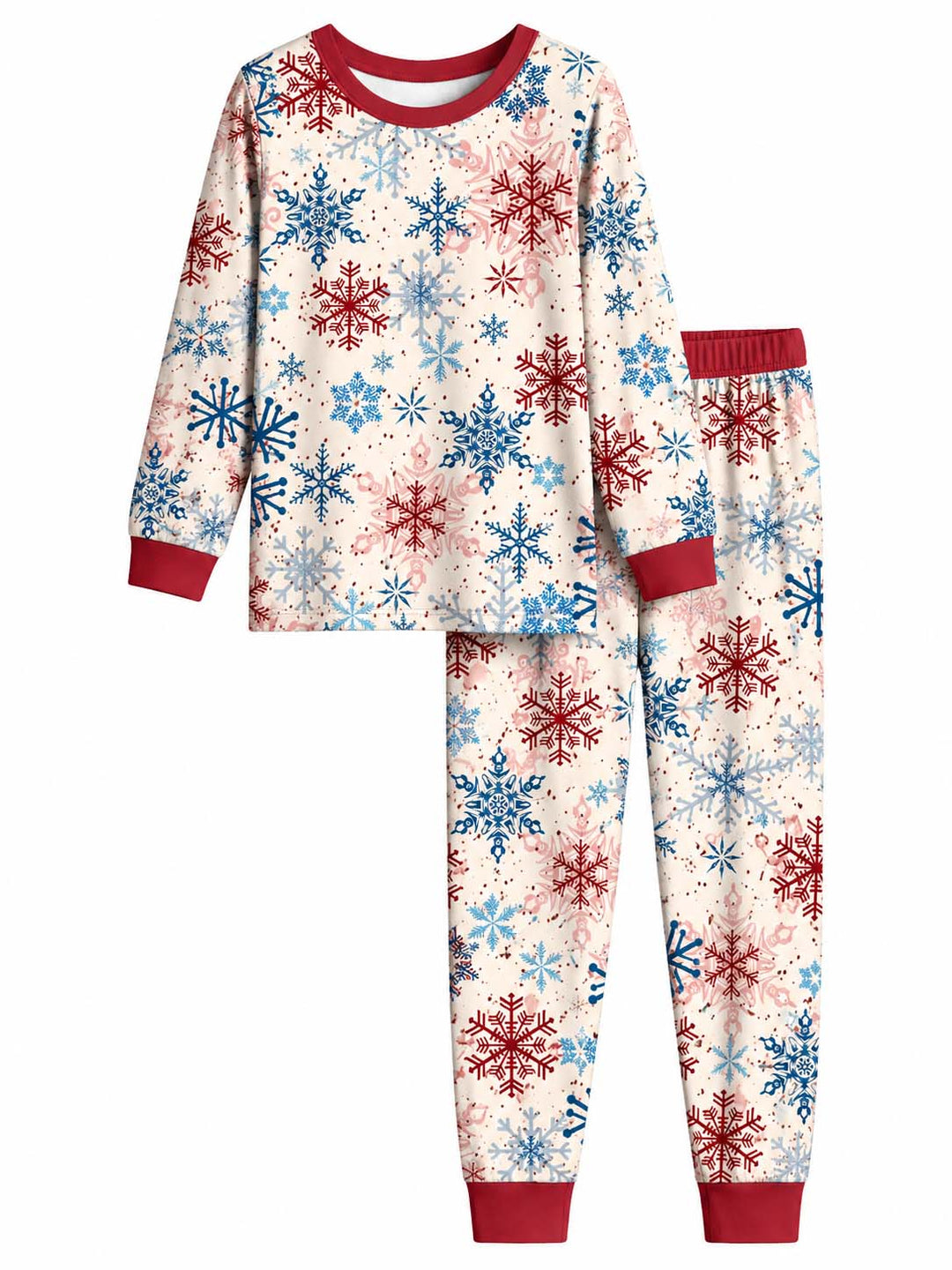 Vintage Christmas Snowflakes Bamboo Two Piece Long Sleeve Pajama Set