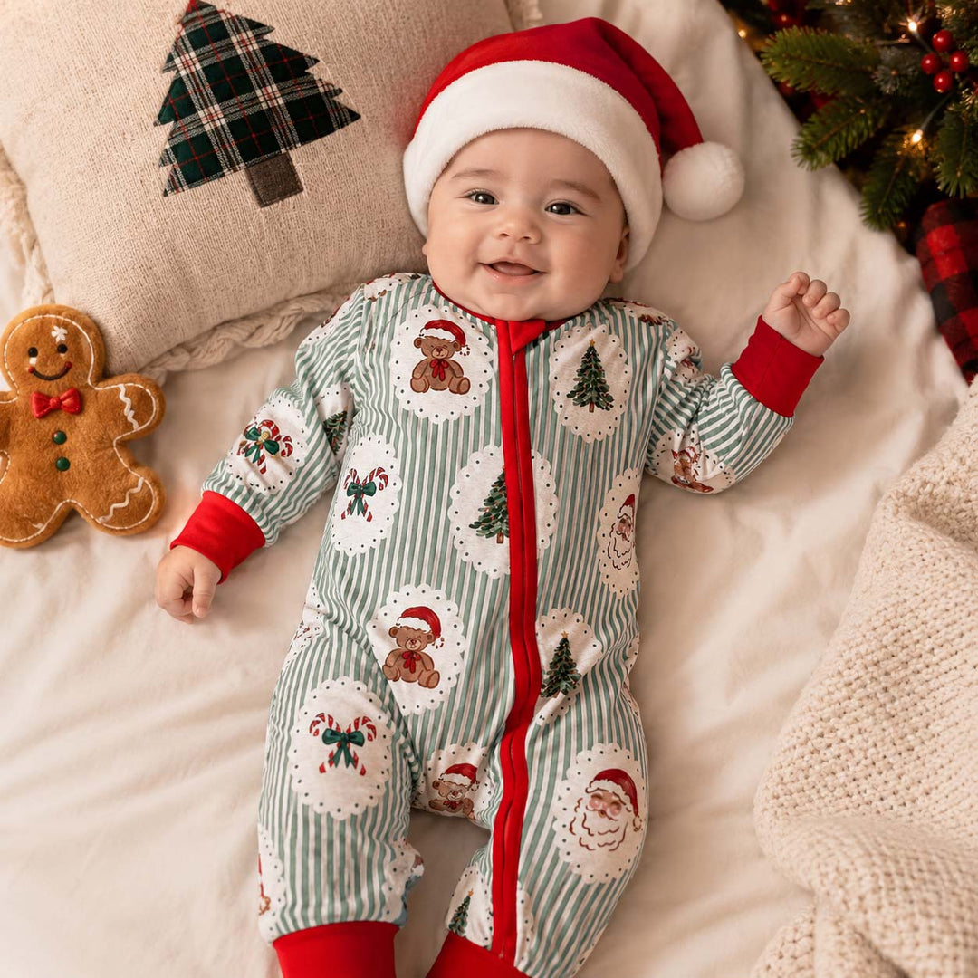 Vintage Christmas Stripes Bamboo Convertible Zippy