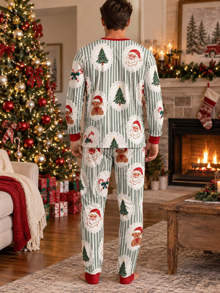 Vintage Christmas Stripes Bamboo Men's Pajama Set