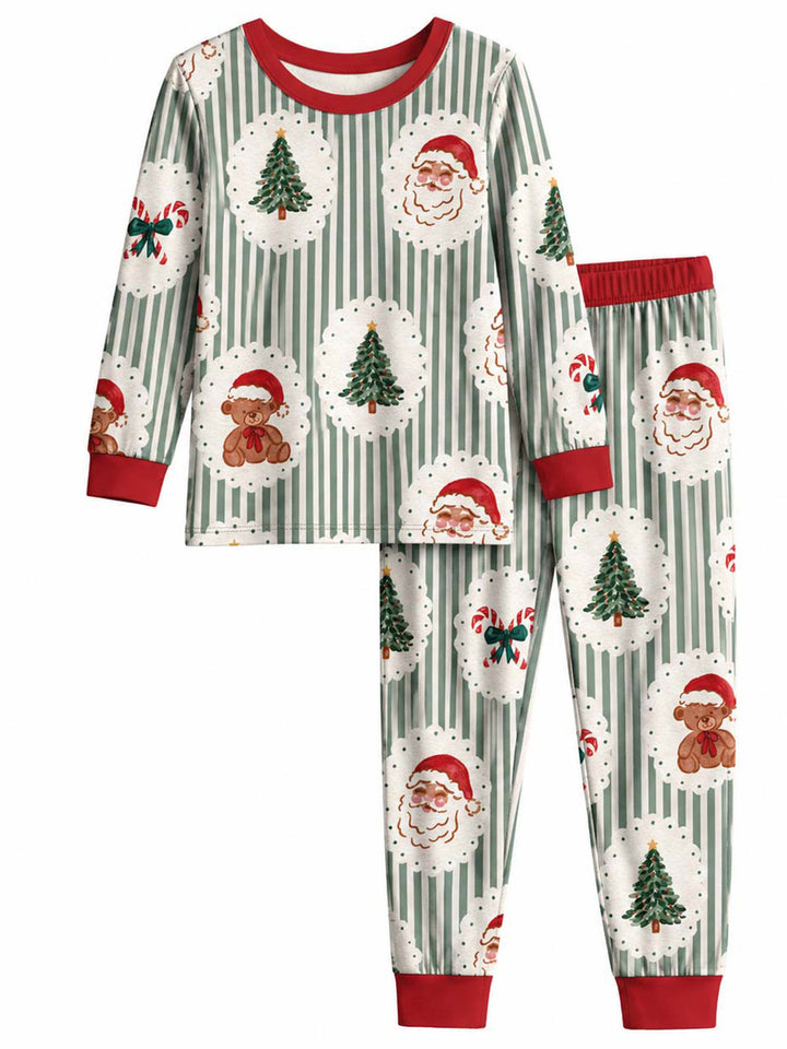 Vintage Christmas Stripes Bamboo Men's Pajama Set