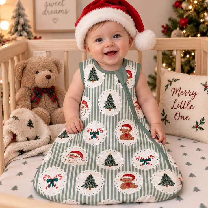 Vintage Christmas Stripes Bamboo Sleep Bag