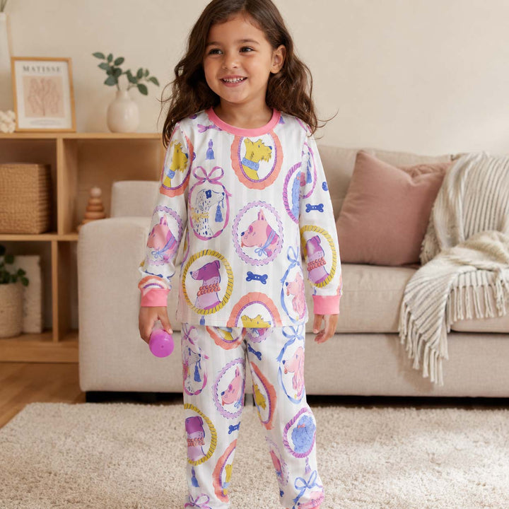 Vintage Dog Portraits Bamboo Two Piece Long Sleeve Pajama Set
