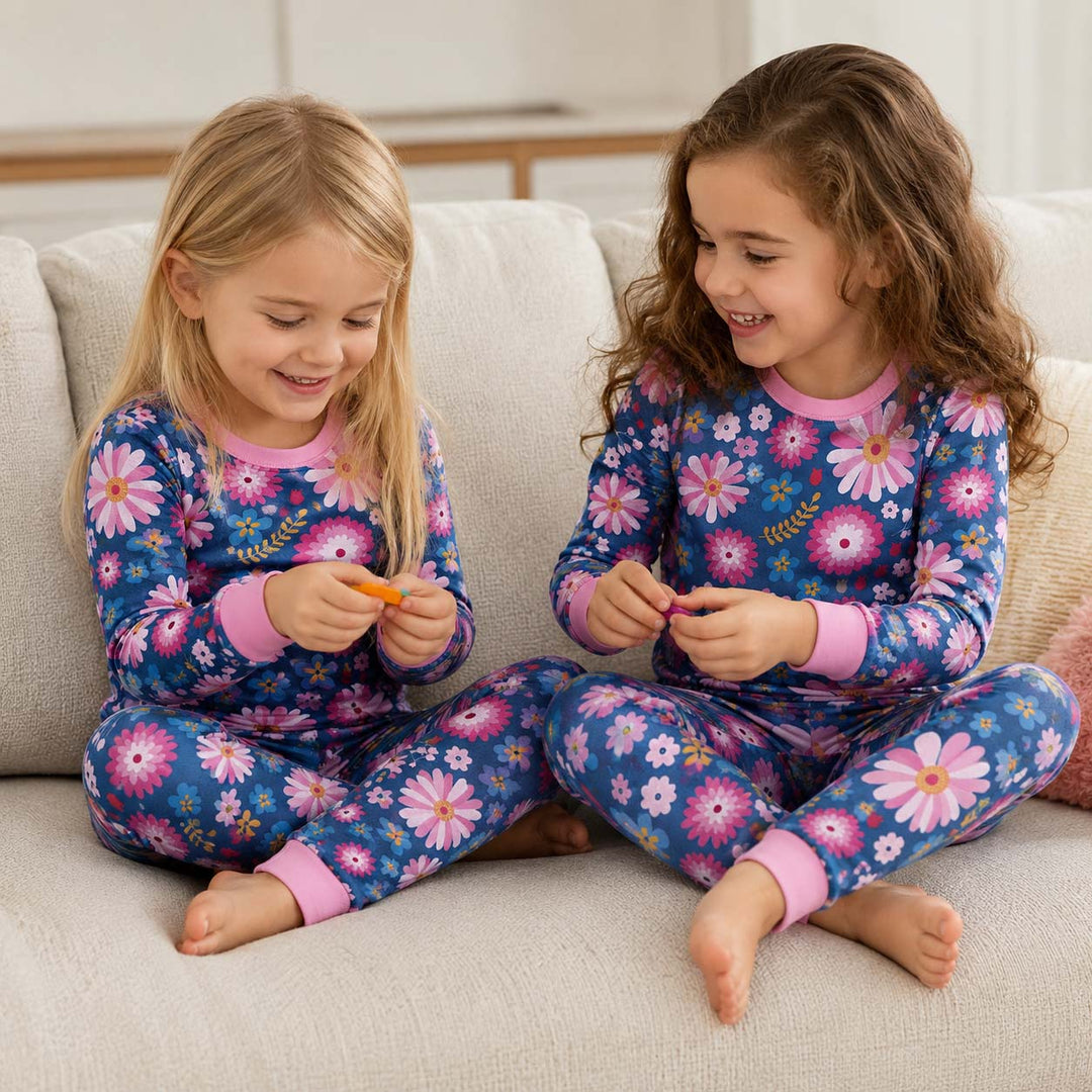 Vintage Floral Garden Bamboo Two Piece Long Sleeve Pajama Set