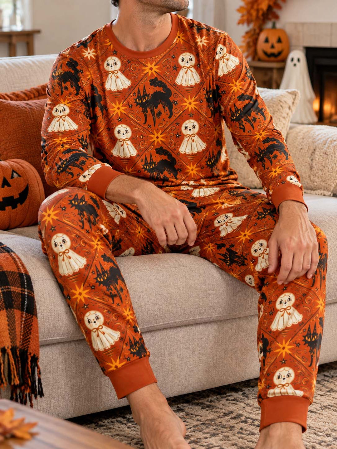Vintage Ghost Night Bamboo Men's Pajama Set