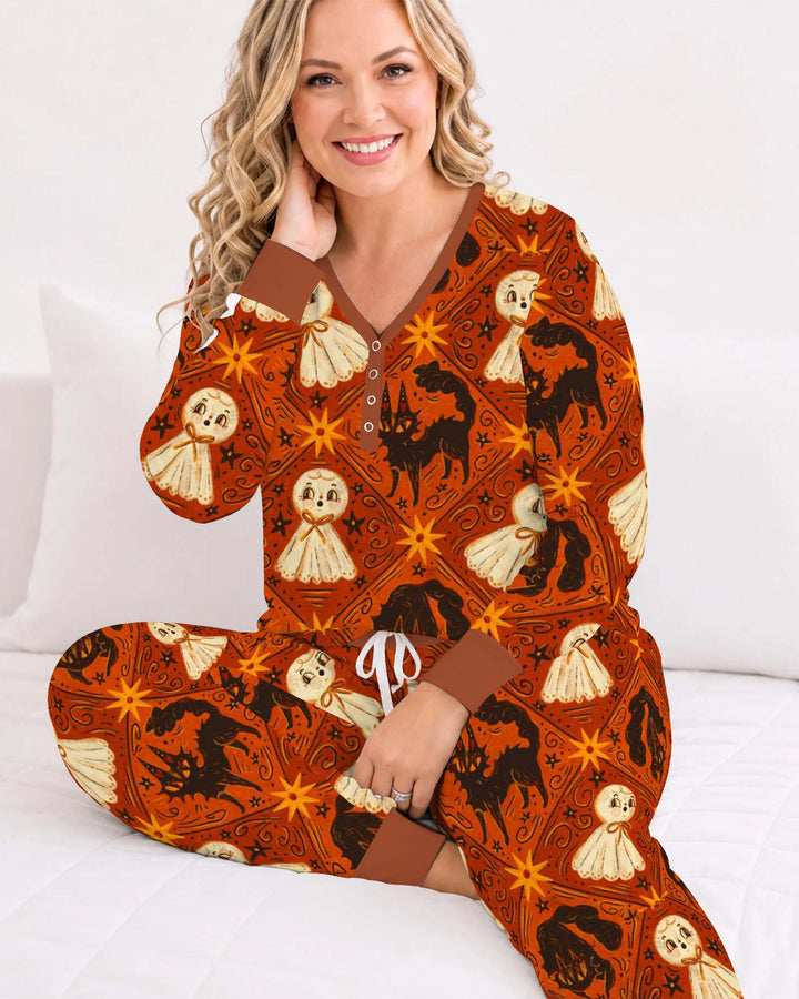 Vintage Ghost Night Bamboo Women Pajama Set