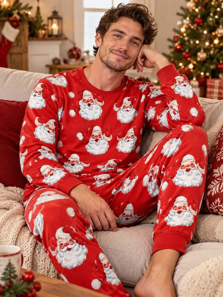 Vintage Jolly Santa Bamboo Men's Pajama Set