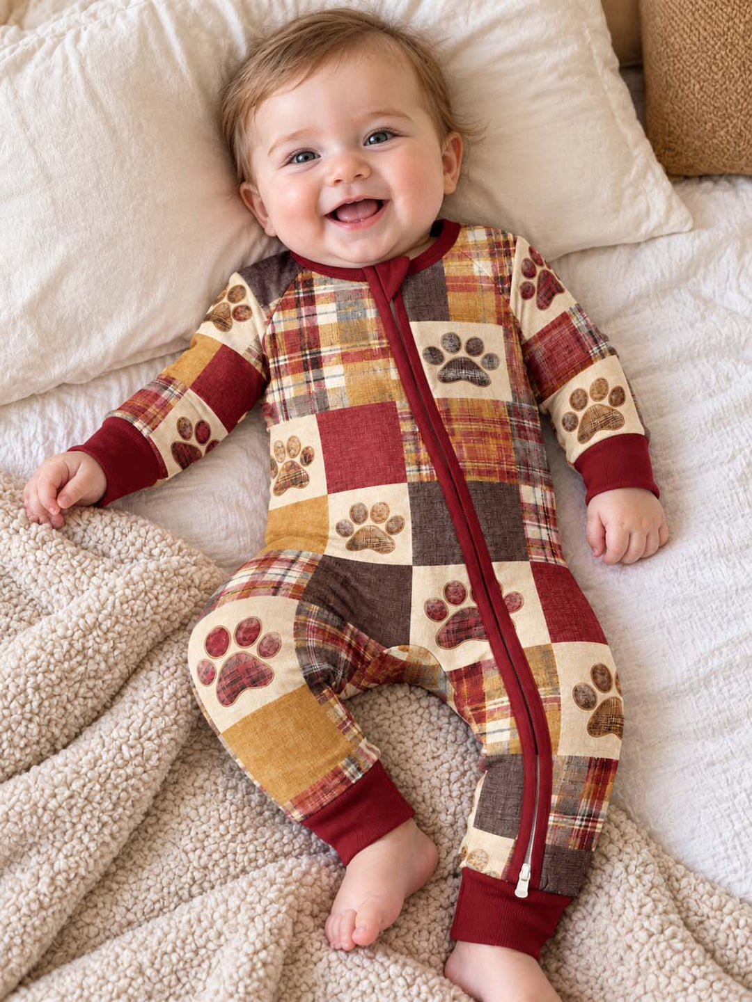 Vintage Plaid Paw Patchwork Bamboo Convertible Zippy