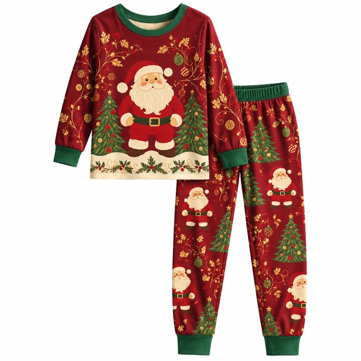 Vintage Santa Christmas Elegance Bamboo Two Piece Long Sleeve Pajama Set