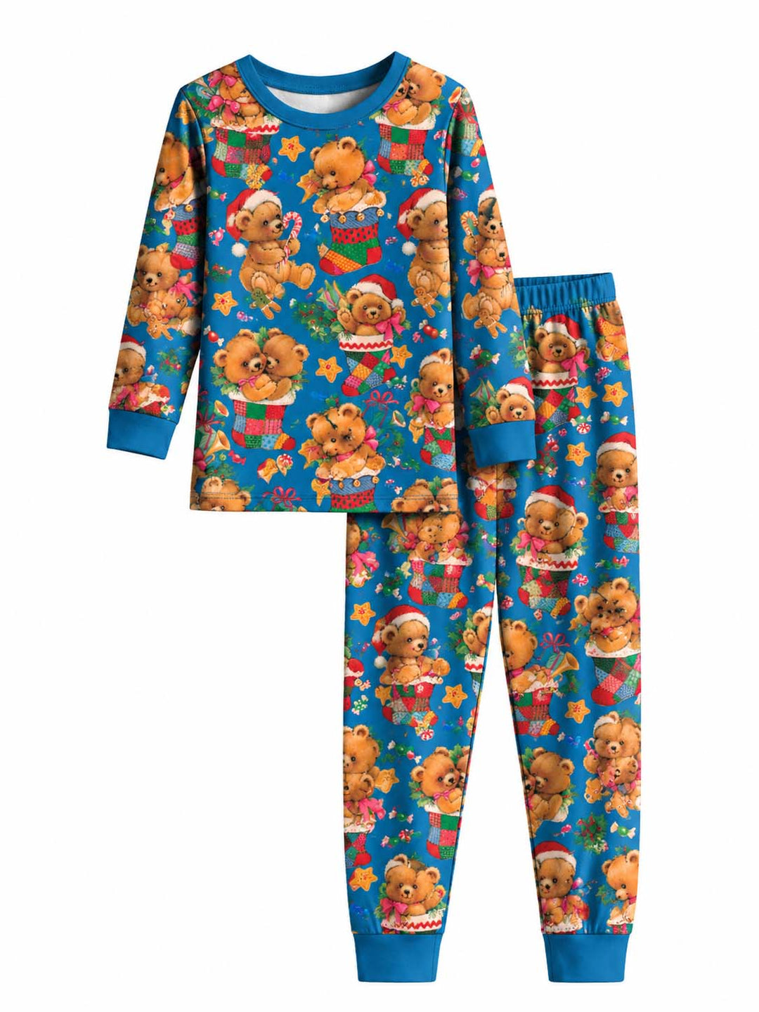 Vintage Teddy Christmas Bamboo Two Piece Long Sleeve Pajama Set