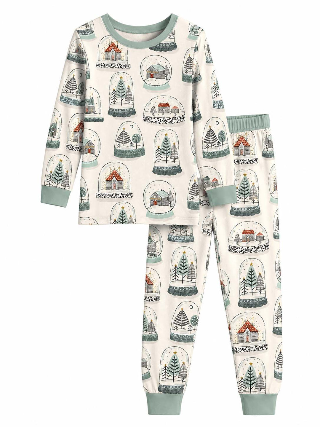 Vintage Winter Snow Globes Bamboo Two Piece Long Sleeve Pajama Set