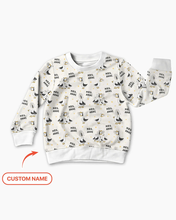 Custom Funny Seagulls Teacher Bamboo Crewneck Sweatshirt