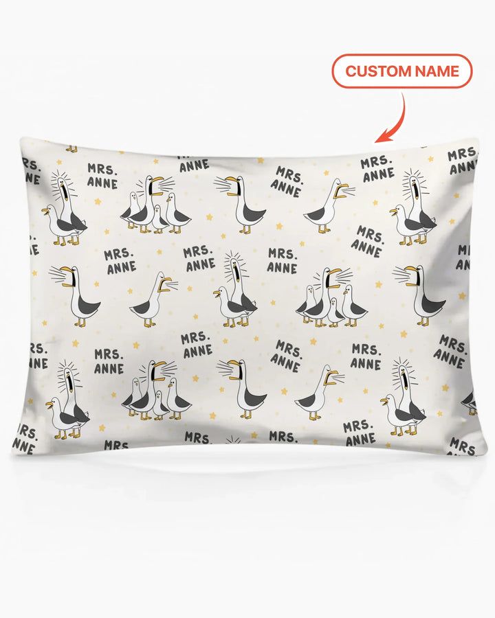Custom Funny Seagulls Teacher Bamboo Pillow Case