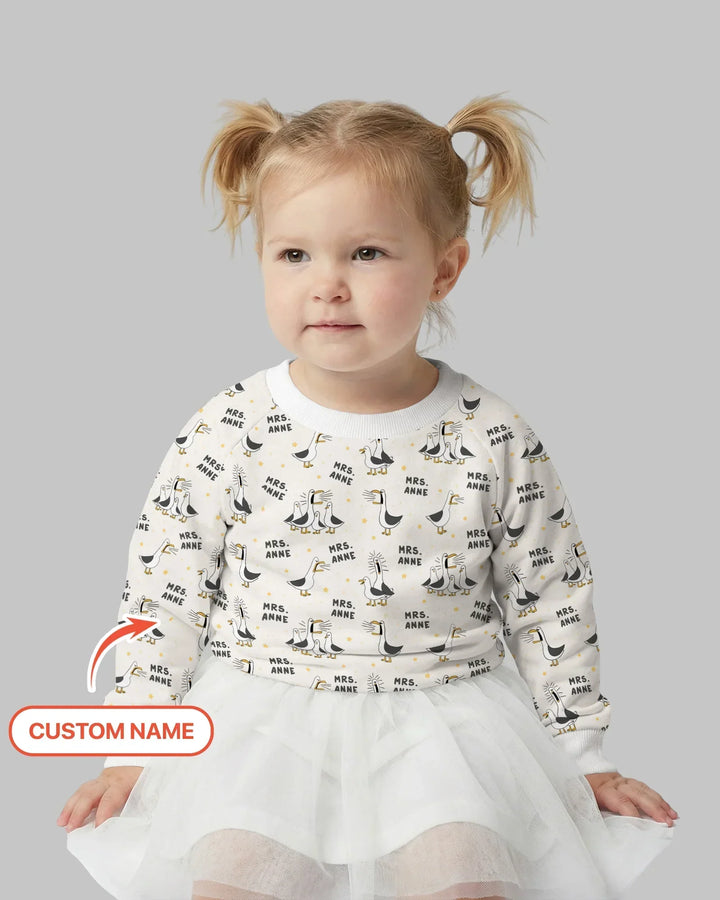 Custom Funny Seagulls Teacher Bamboo Crewneck Sweatshirt