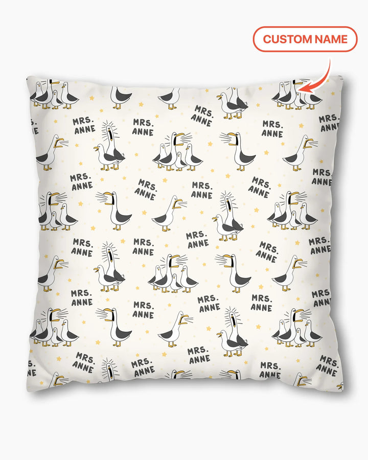 Custom Funny Seagulls Teacher Bamboo Pillow Case