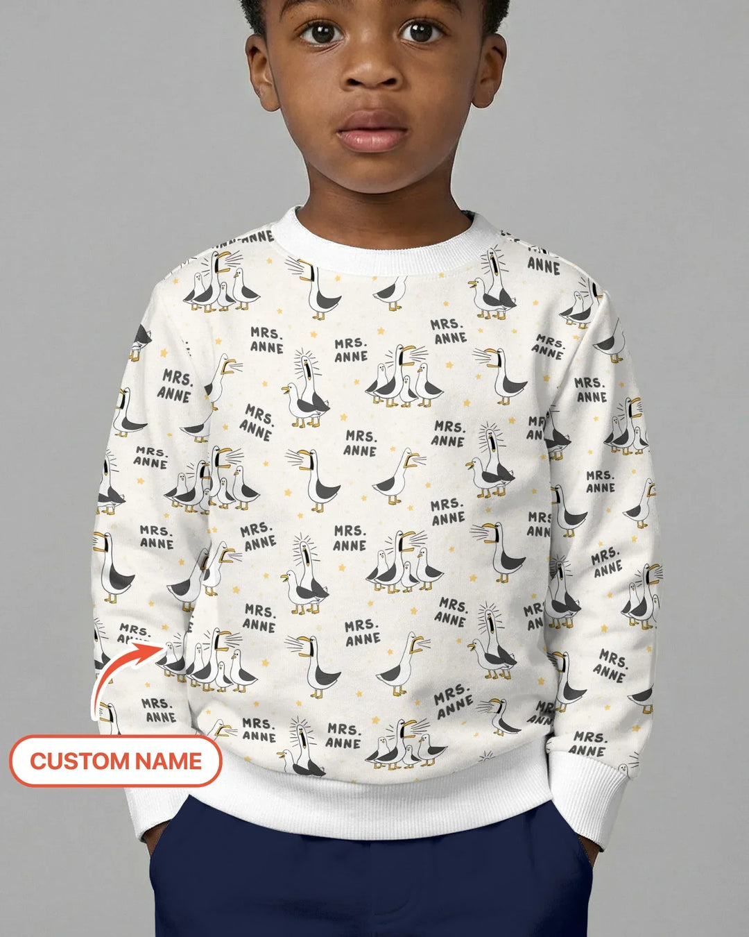 Custom Funny Seagulls Teacher Bamboo Crewneck Sweatshirt