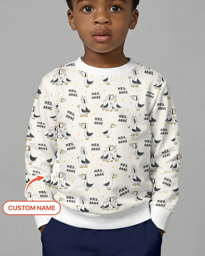 Custom Funny Seagulls Teacher Bamboo Crewneck Sweatshirt