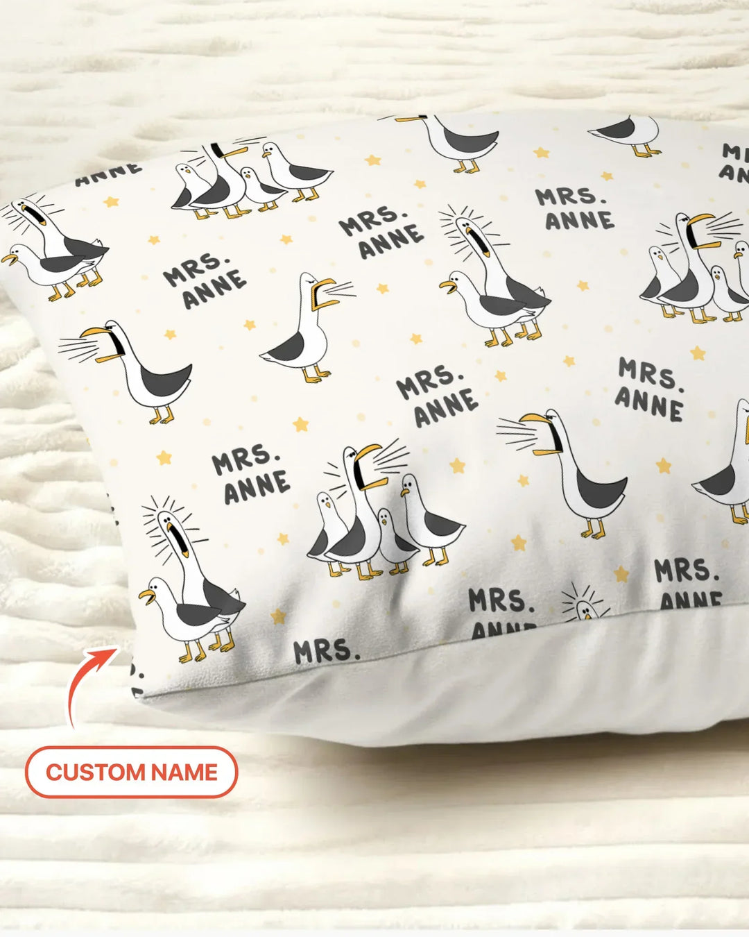 Custom Funny Seagulls Teacher Bamboo Pillow Case