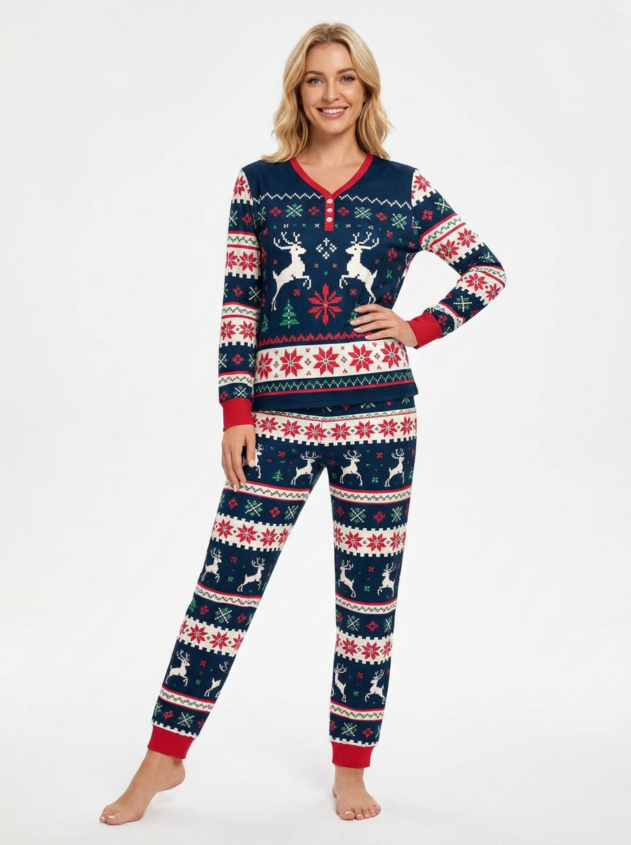 Classic Fair Isle Winter Bamboo Women Pajama Set