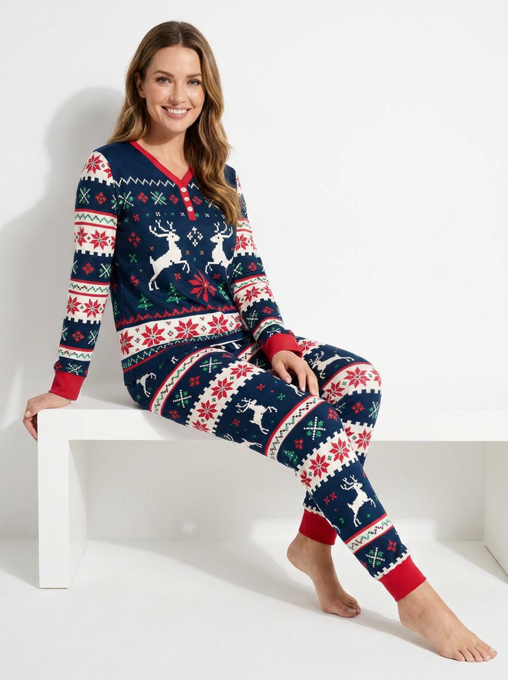 Classic Fair Isle Winter Bamboo Women Pajama Set