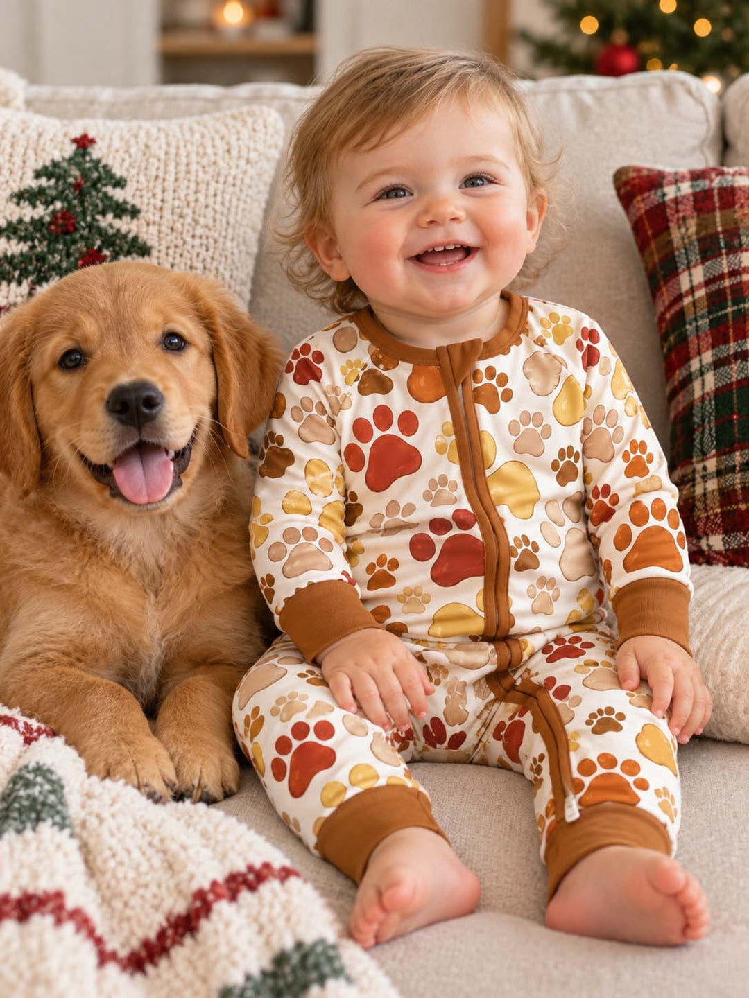 Warm Autumn Paw Prints Bamboo Convertible Zippy