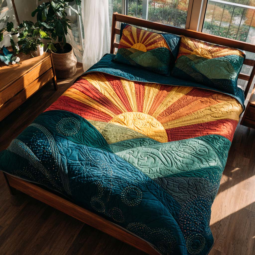 Warm Coastal Breeze Bamboo Quilt Bedding Set