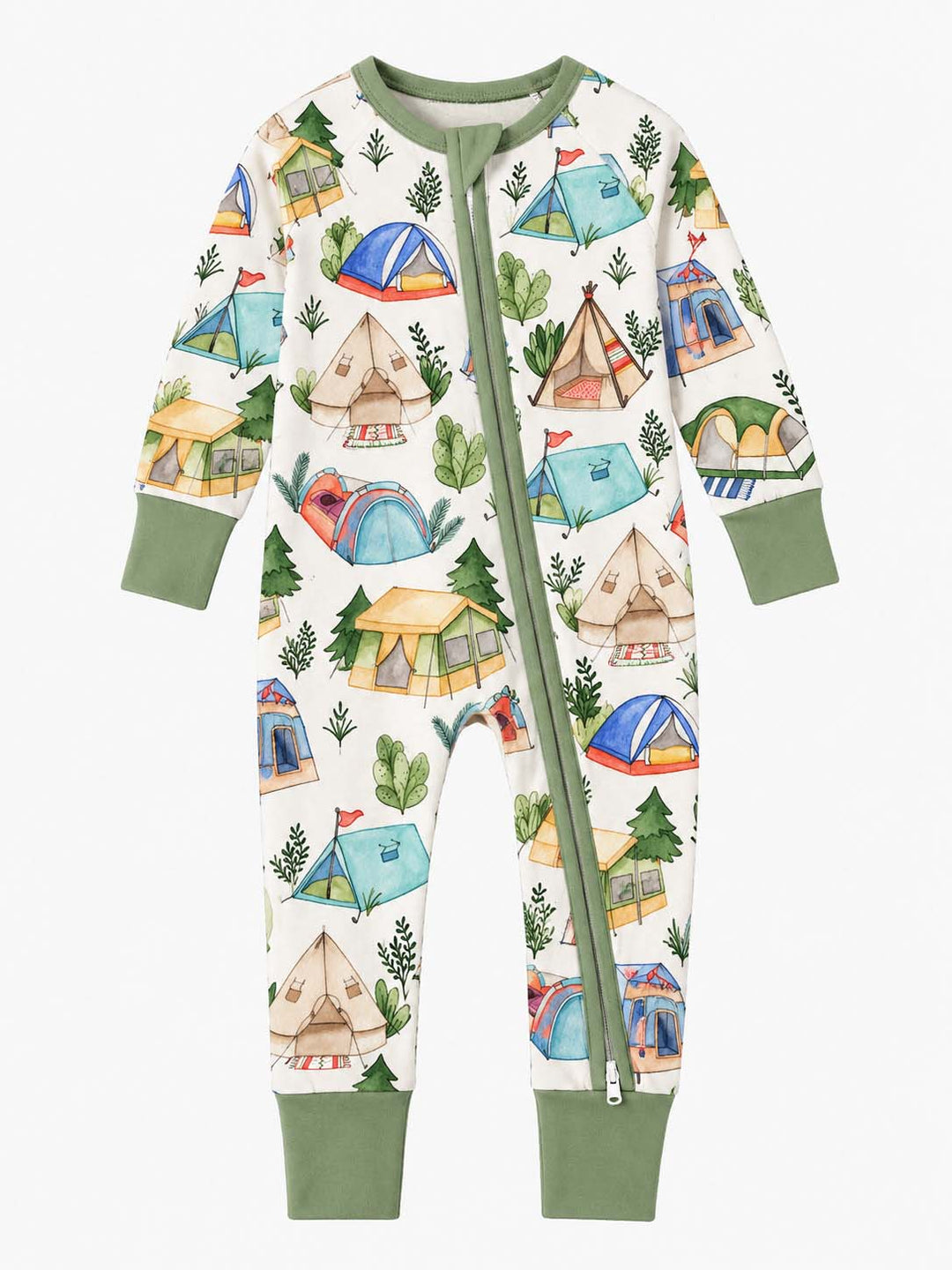 Watercolor Camping Tents Bamboo Convertible Zippy