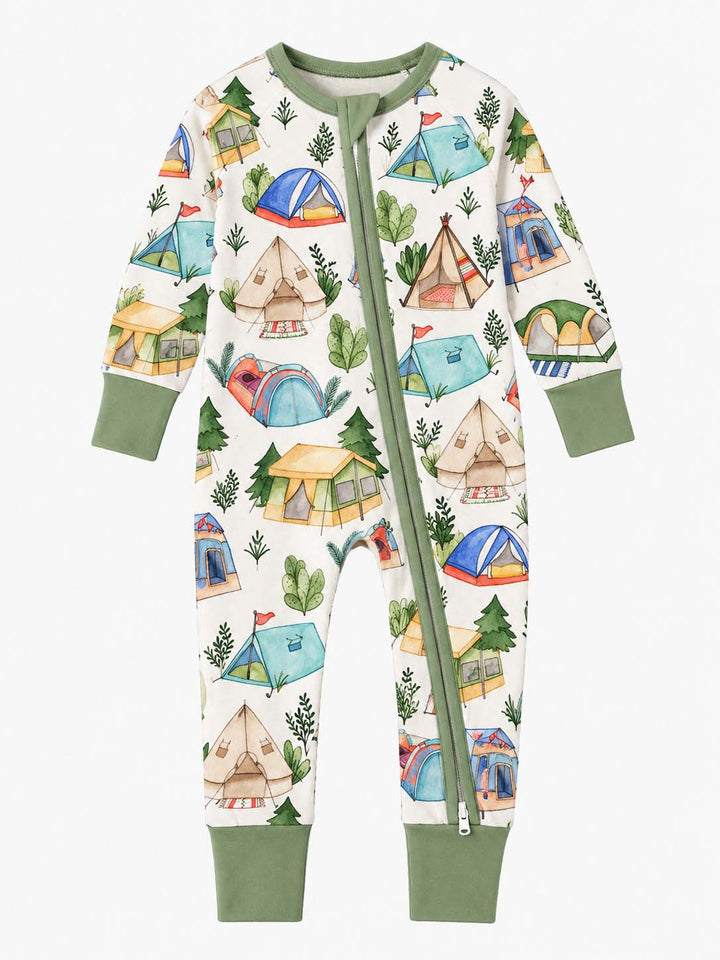 Watercolor Camping Tents Bamboo Convertible Zippy