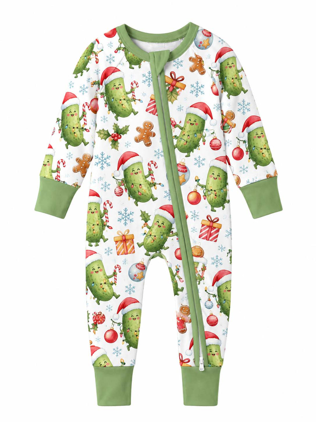 Watercolor Christmas Pickle Pattern Bamboo Convertible Zippy