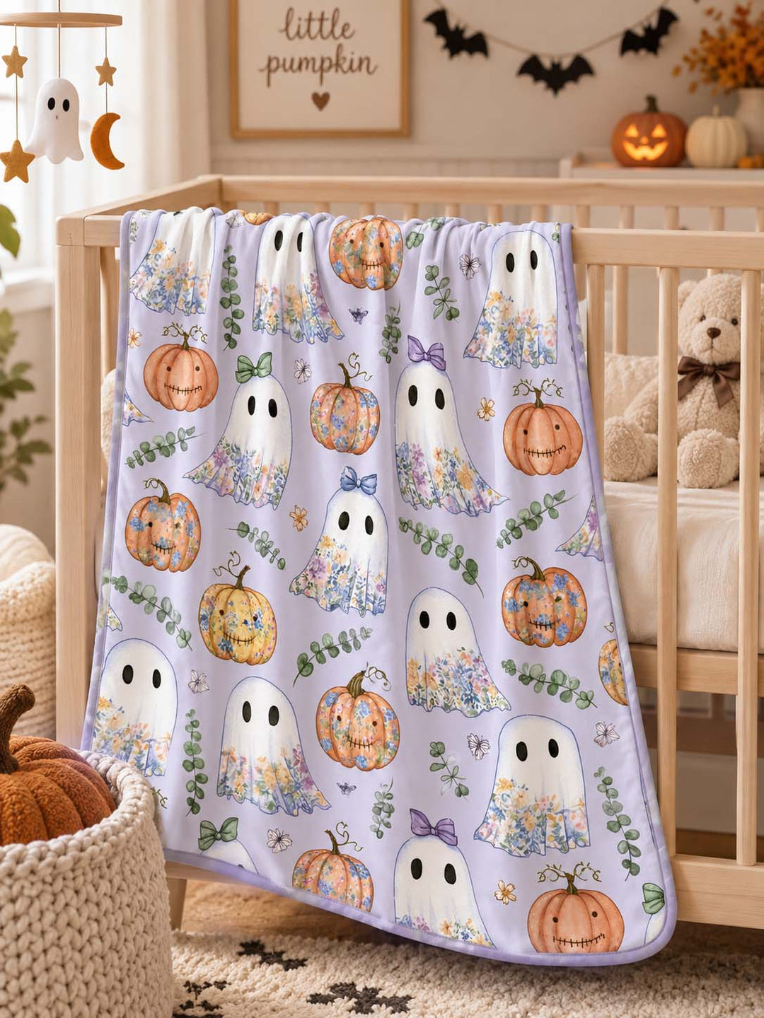 Watercolor Ghost Garden Bamboo Blanket