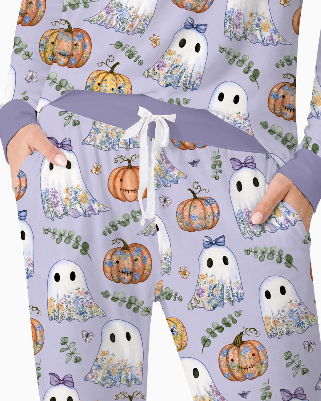 Watercolor Ghost Garden Bamboo Women Pajama Set