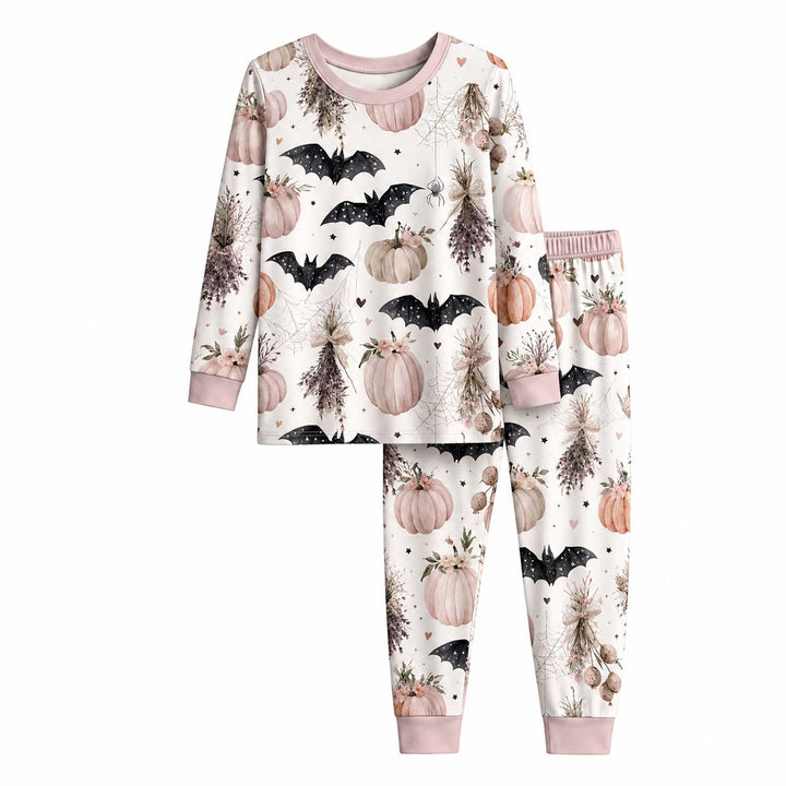 Watercolor Halloween Bats Bamboo Two Piece Long Sleeve Pajama Set