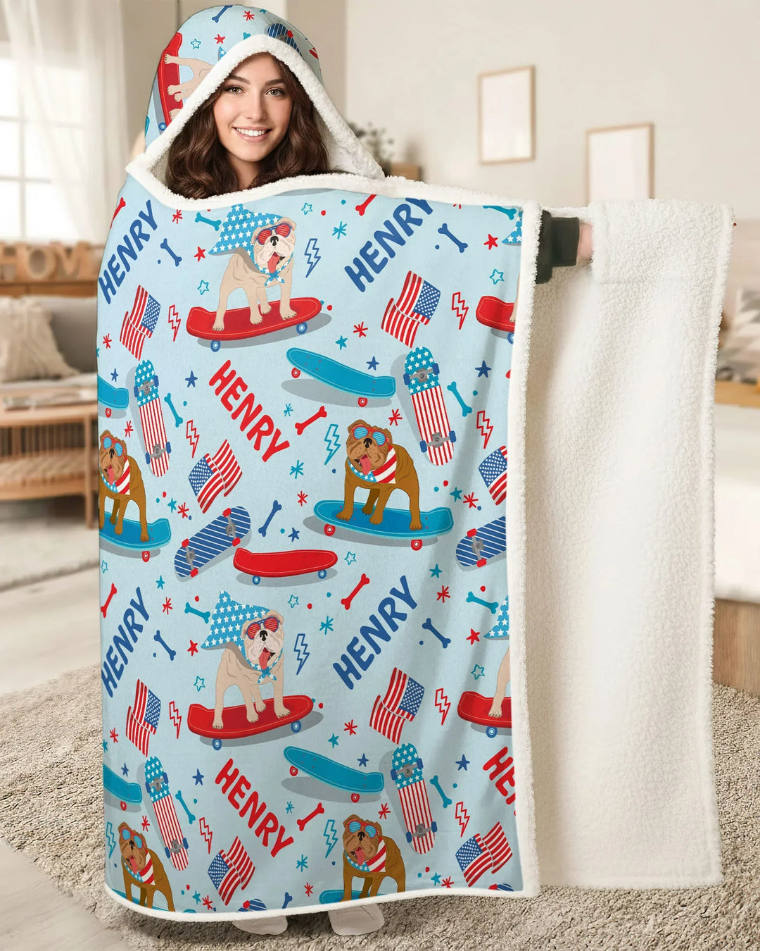 Joyful American Skates Custom Bamboo Wearable Hooded Blanket