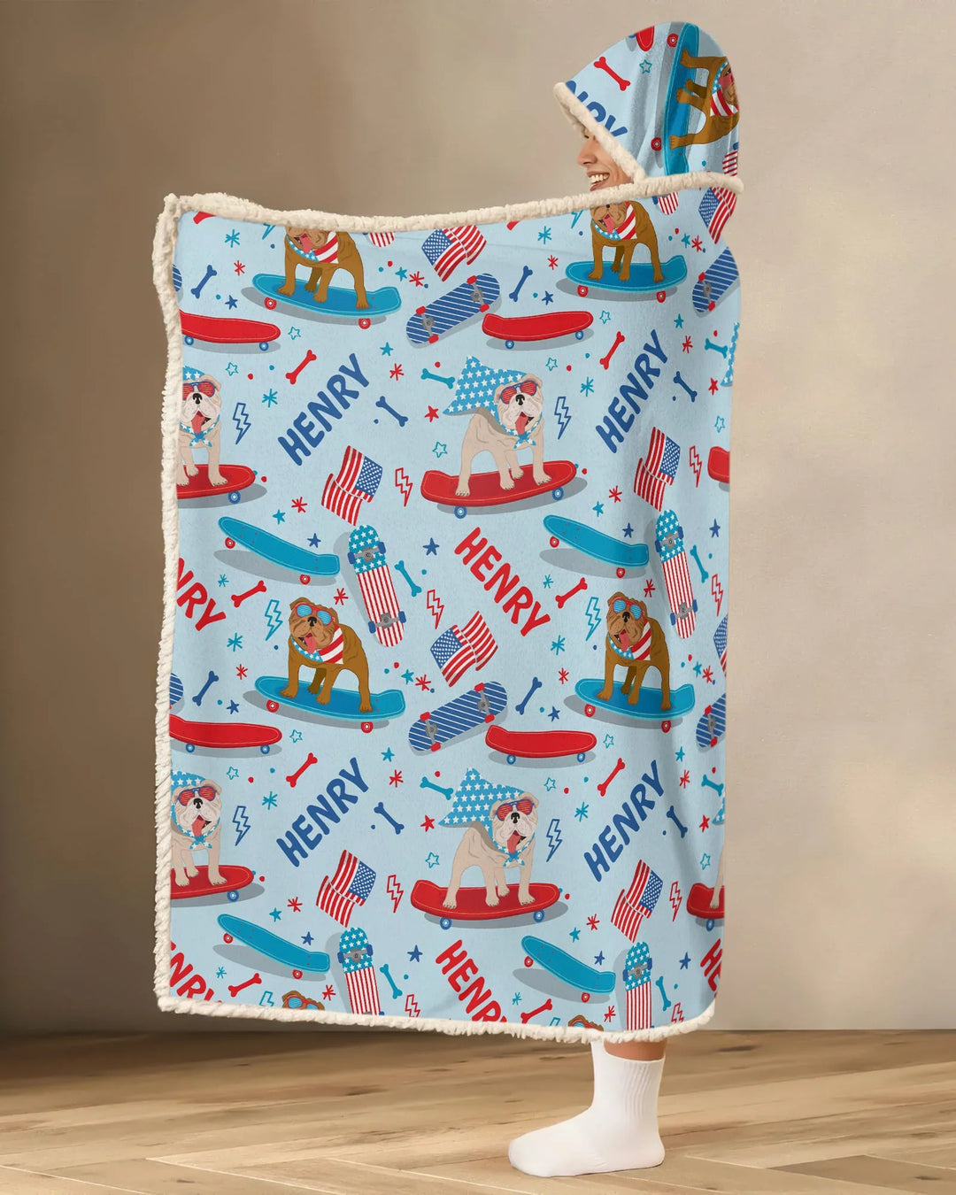 Joyful American Skates Custom Bamboo Wearable Hooded Blanket