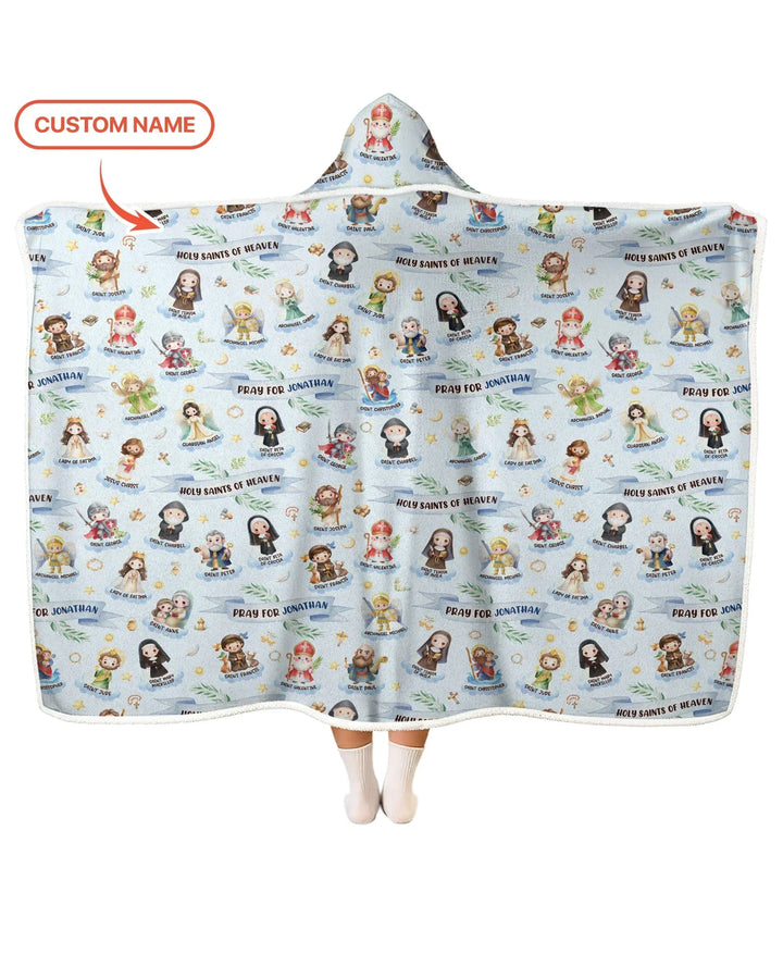Holy Saints of Heaven Custom Name Bamboo Wearable Hooded Blanket