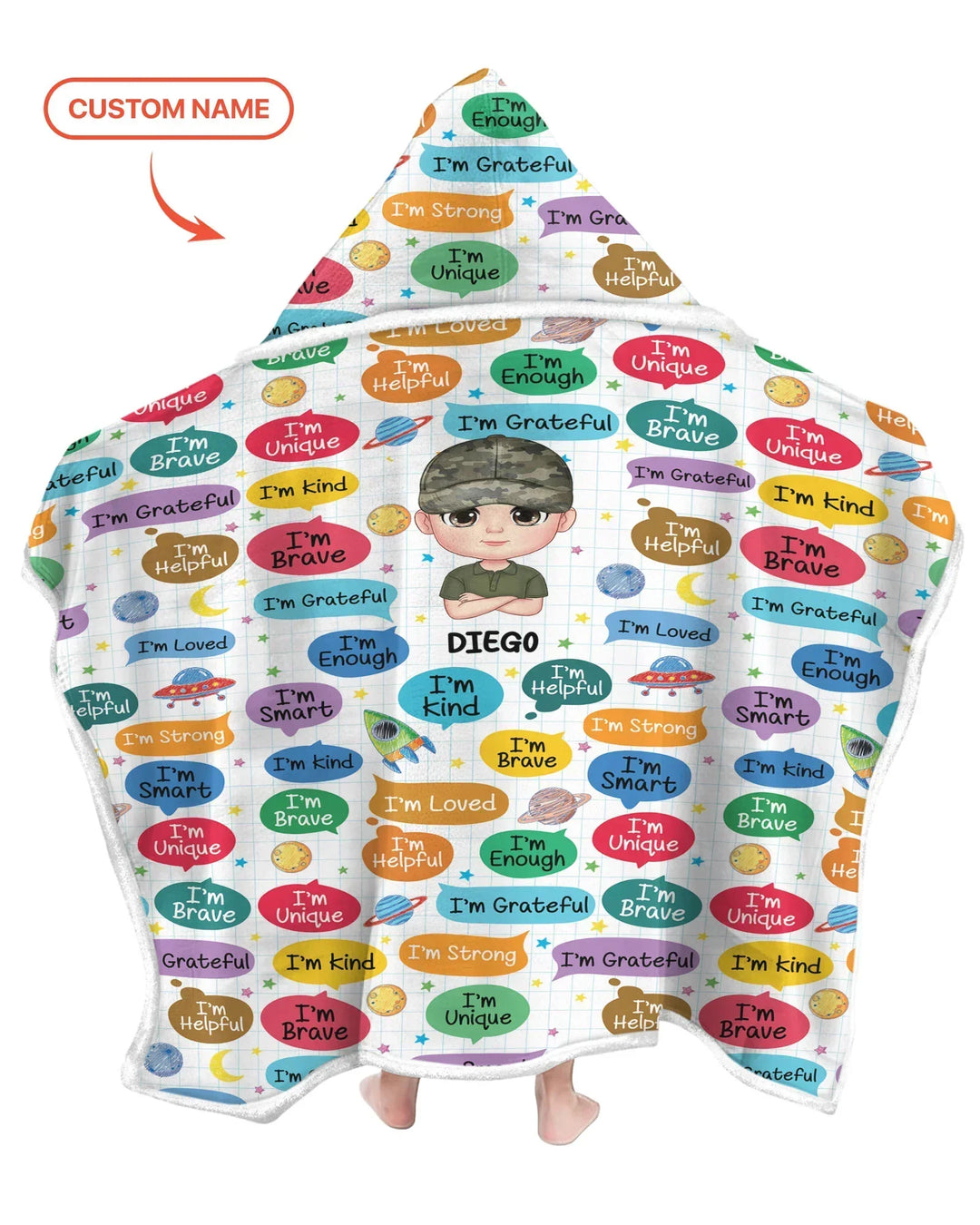 Personalized I'm Kind I'm Brave Bamboo Wearable Hooded Blanket