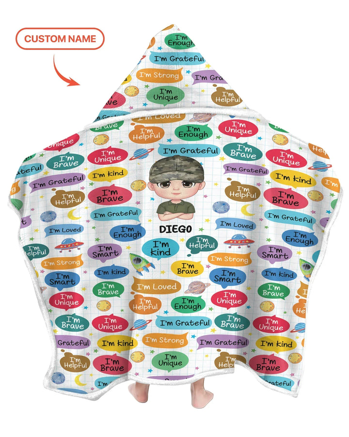 Personalized I'm Kind I'm Brave Bamboo Wearable Hooded Blanket