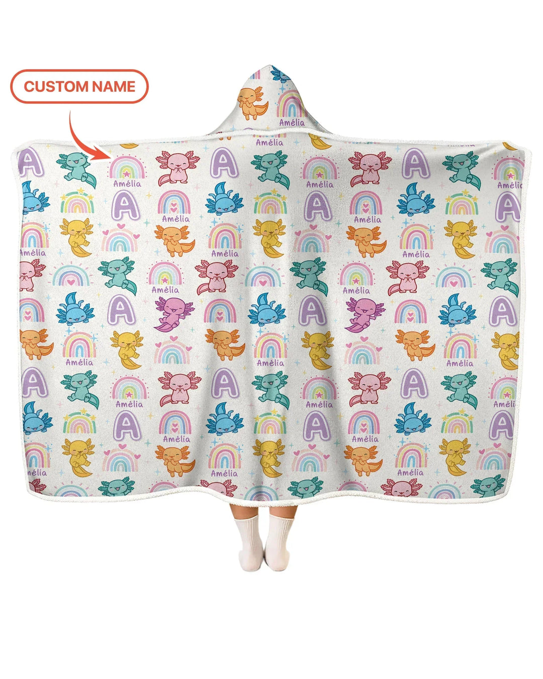 Axololt Custom Name Bamboo Wearable Hooded Blanket