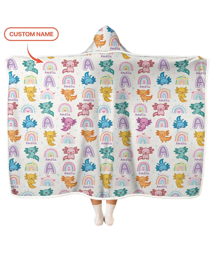 Axololt Custom Name Bamboo Wearable Hooded Blanket