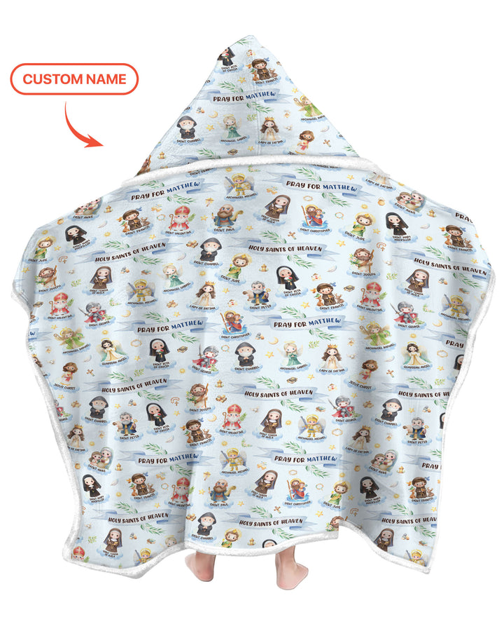 Holy Saints of Heaven Custom Name Bamboo Wearable Hooded Blanket