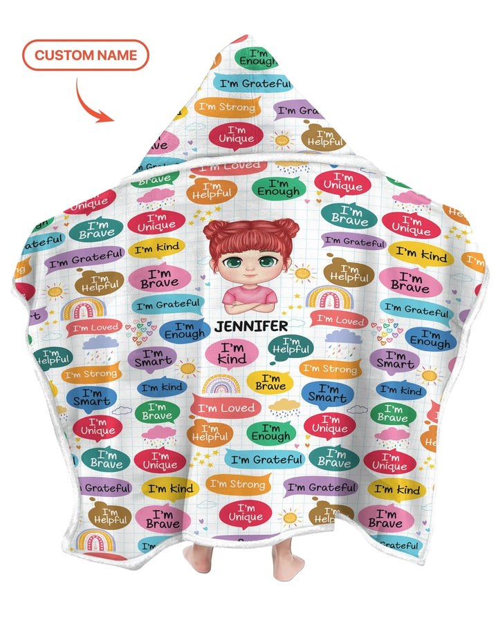 Personalized I'm Kind I'm Brave Bamboo Wearable Hooded Blanket