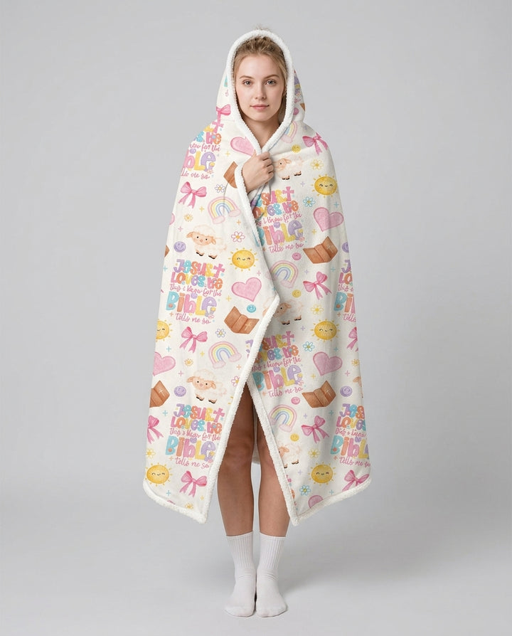 Jesus Loves Me This I Know Bamboo Wearable Hooded Blanket