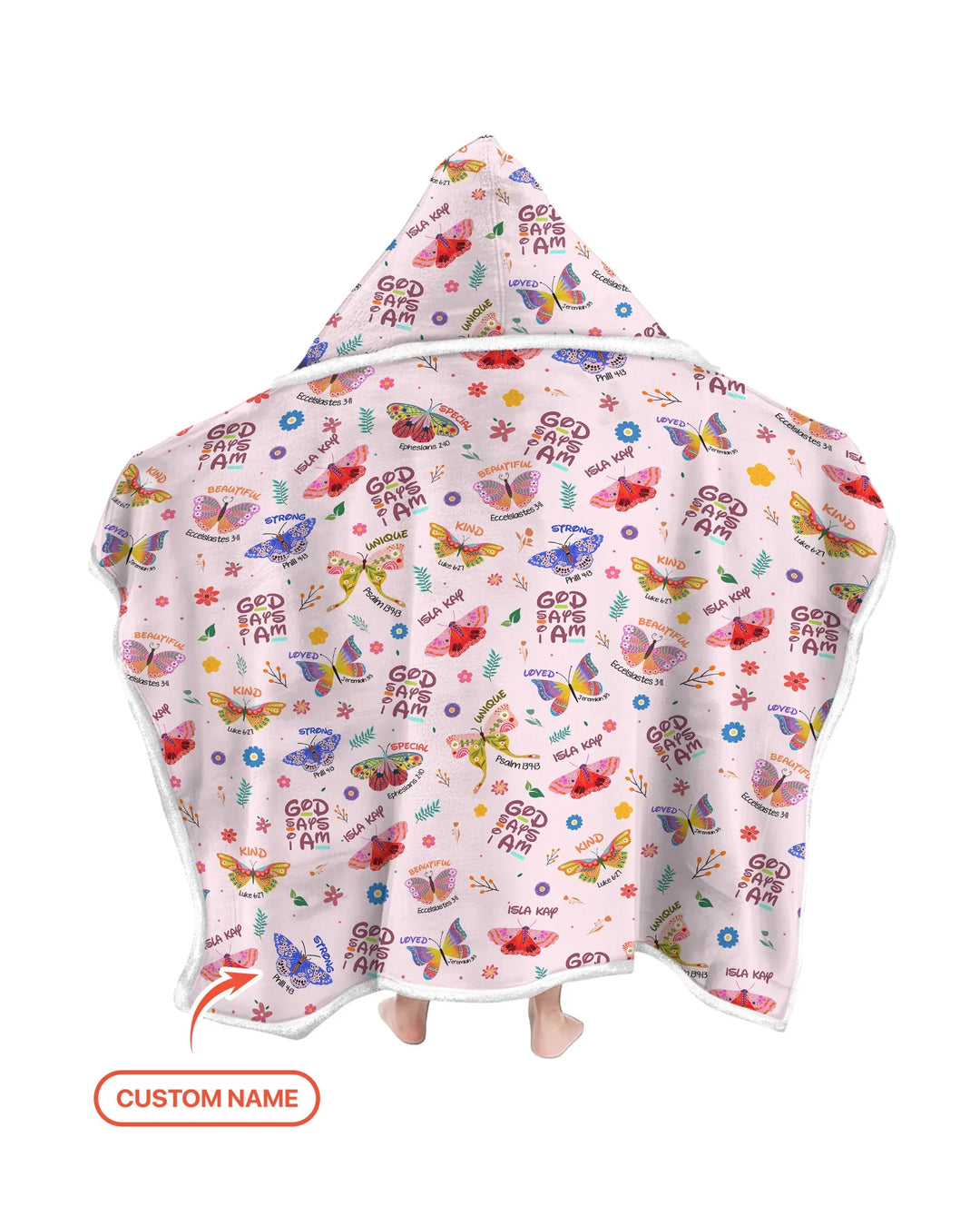 Custom Name God says I am Butterfly Bamboo Wearable Hooded Blanket